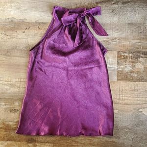 High Neck Purple Sleeveless Blouse